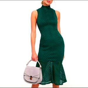 Emerald lace midi dress